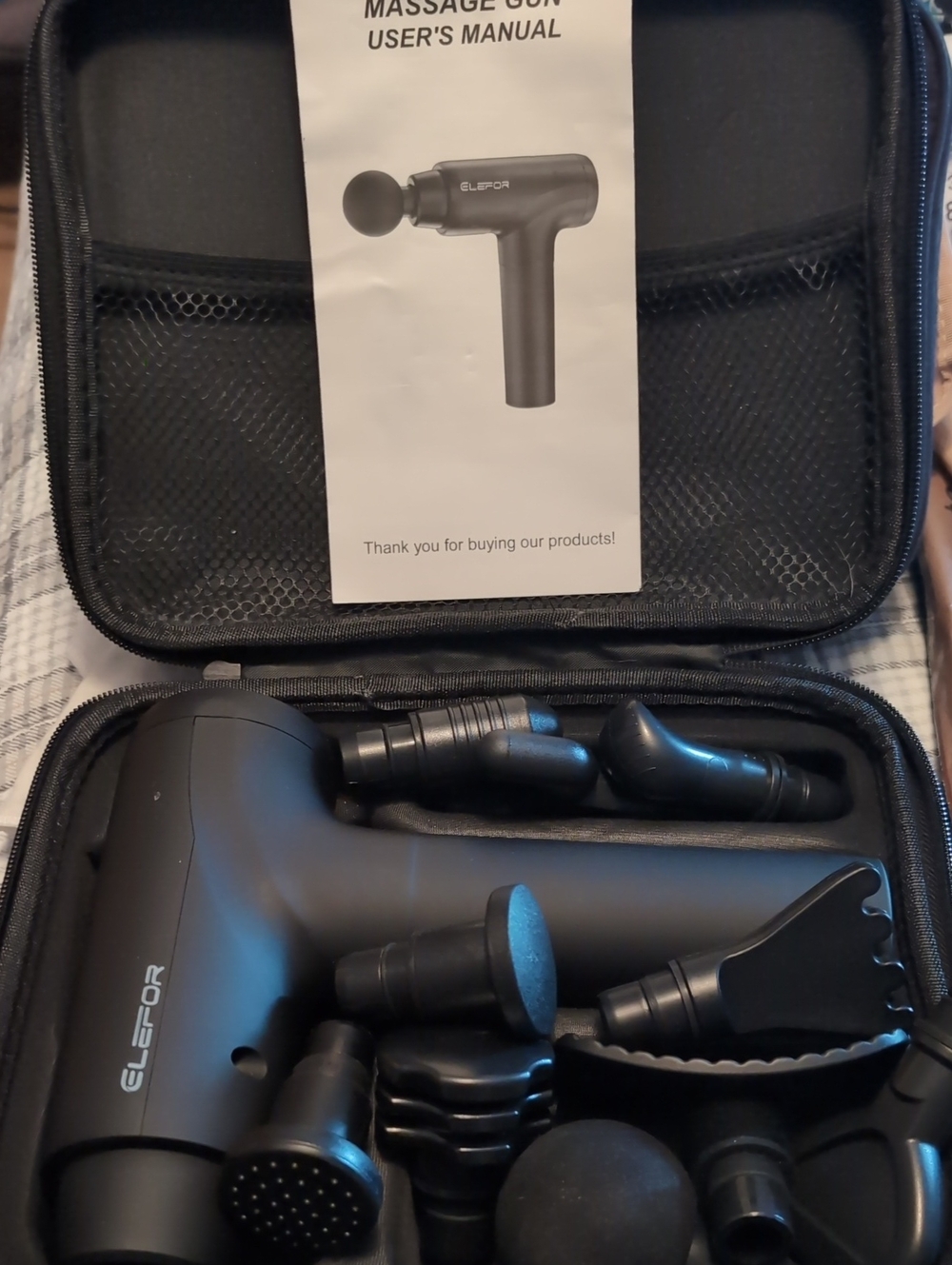 ELEPOR Black Massage Gun with Multiple Attachments